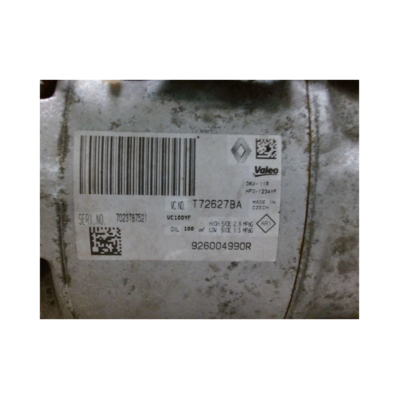 COMPRESSEUR AIR CONDITIONNE RENAULT CLIO 4 PHASE 2 1.5 DCI - 8V TU